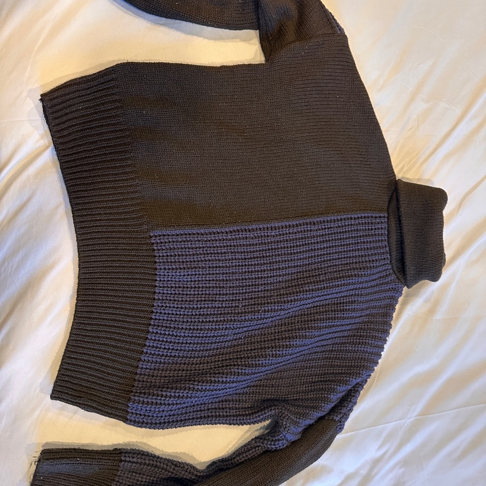 Topshop Black and Navy Turtleneck Sweater